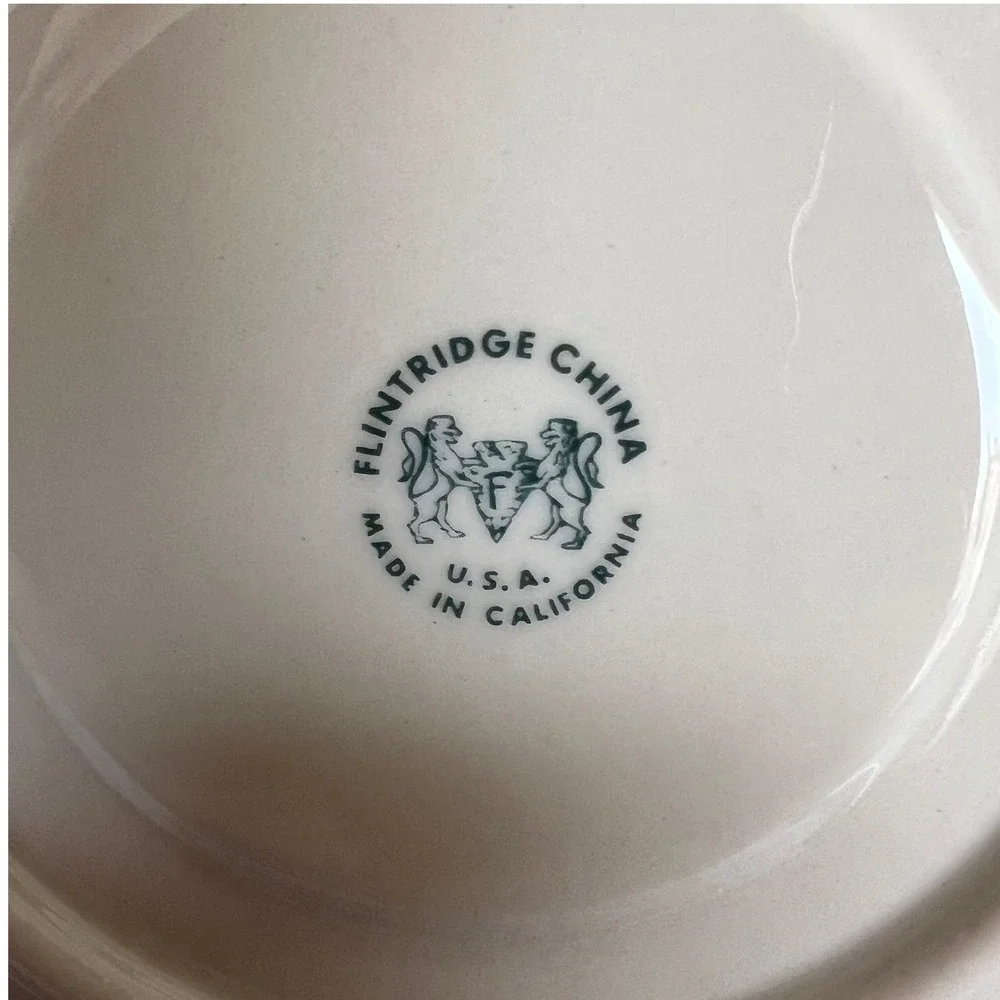 Flintridge China Platinum Silver Rim Cream Saucer Made in USA California Vintage